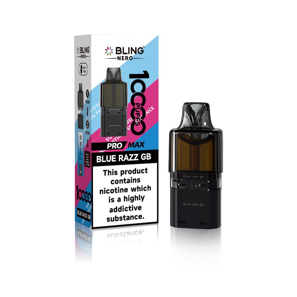  Blue Razz GB Crystal Bling Nero 10k Refill Pods
