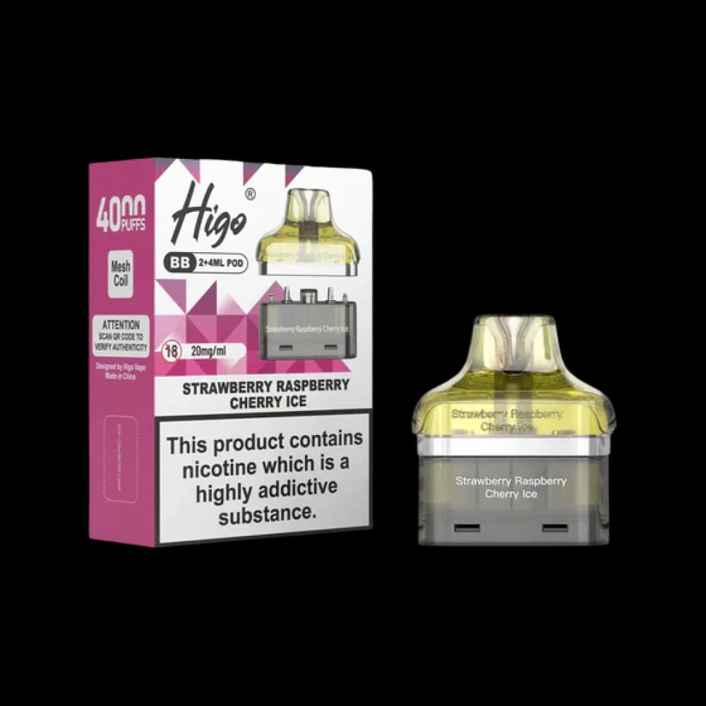 Strawberry Raspberry Cherry Ice Higo BB 4000 Prefilled Refill Pods
